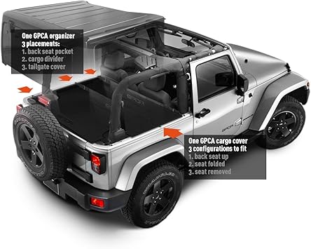 Gpca Wrangler Jk 2dr Cargo Cover And Cargo Organizer Freedom Pack Compatible With Jeep Wrangler Sport Sahara Freedom Rubicon 2007 2018 Model Cargo Bed Cover Accessories Amazon Canada