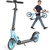 Kick Scooter with Dual Brakes for Kids Age 8+, Teens, Adults, Dual Suspension Foldable Lightweight Scooter with 8 Inch Big Wheels, Max Load 240 LBS Wide Deck