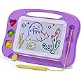 SGILE Magnetic Drawing Board for Kids, Colorful Erasable Doodle Board with Magnet Pen, Painting Sketch Pad with Three Stamps, Travel Toy, Birthday Gift, Educational Learning Toy for Toddlers, Purple