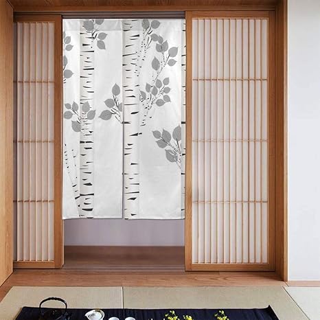 Amazon Mimuti 部屋仕切り のれん 古代の時代を超越したヨーロッパモチーフの人生イラストのモノクロツリー おしゃれ 暖簾 玄関 キッチン リビング 飲食店 出入り口 ロング のれん カーテン 幅86 丈143cm のれん オンライン通販