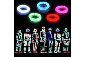 melndiea EL Wire 5 Pack-9.8ft Portable Neon Rope Lights Strip-Wearable Battery Pack Body Lights-360°Illumination-Super Bright-Cuttable-DIY Halloween Christmas Festival Party Bar Cosplay Costume