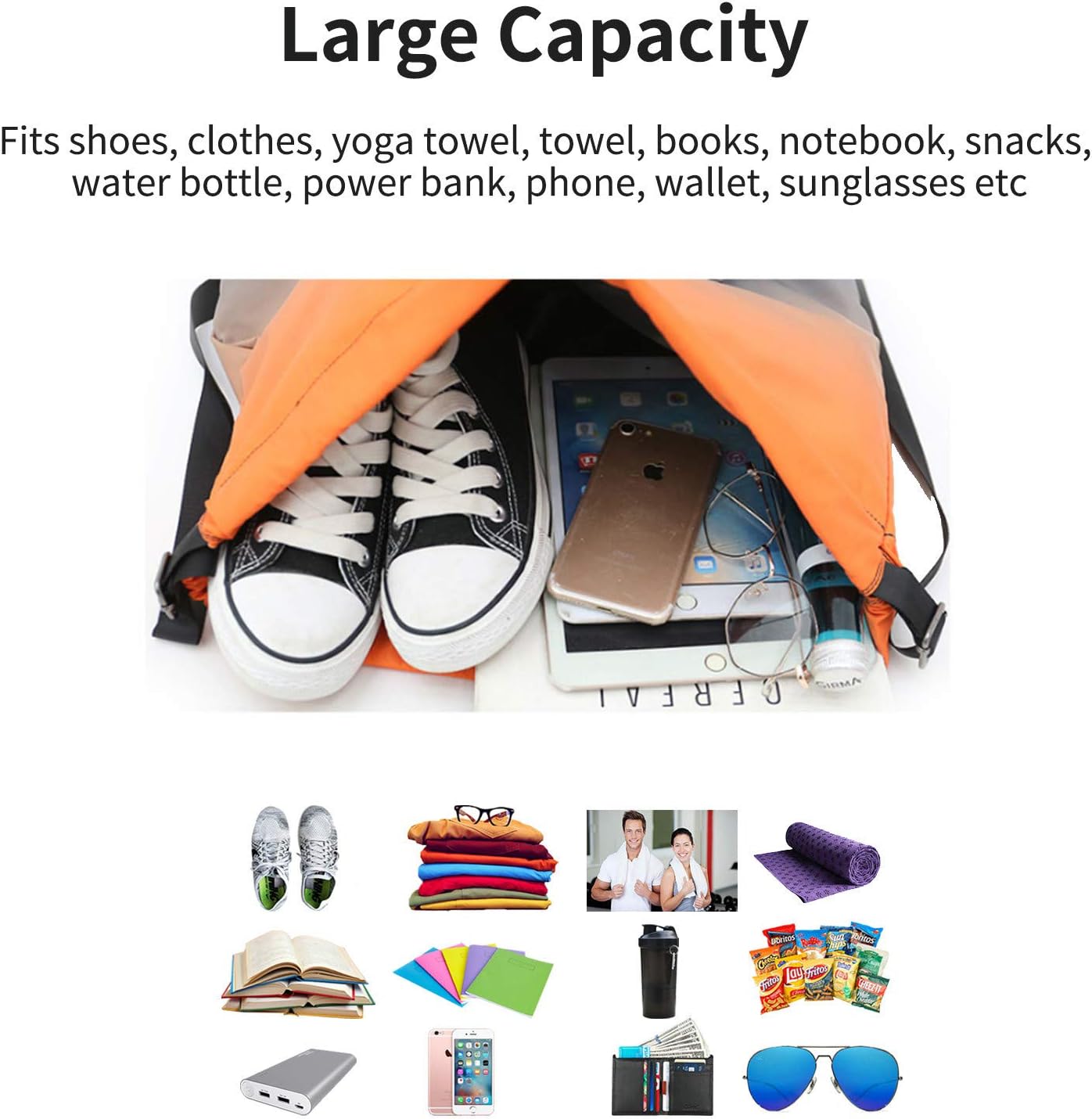 Risefit Waterproof Drawstring Bags, Printed Gym Sackpacks Bags Sports Backpacks for Shopping Swimming Yoga for Men Women Girls Students - Image 5