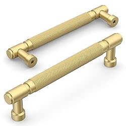 Amerdeco 10 Pack Brushed Gold knurled Cabinet Pulls