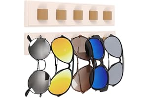 GELOBO 2 Pack Wooden Sunglasses Organizer Wall Mounted - Rustic Sunglass Holder for RV, Garage Door, Office & Home Decor - Glasses Storage Display Rack Gift for Women, Husband