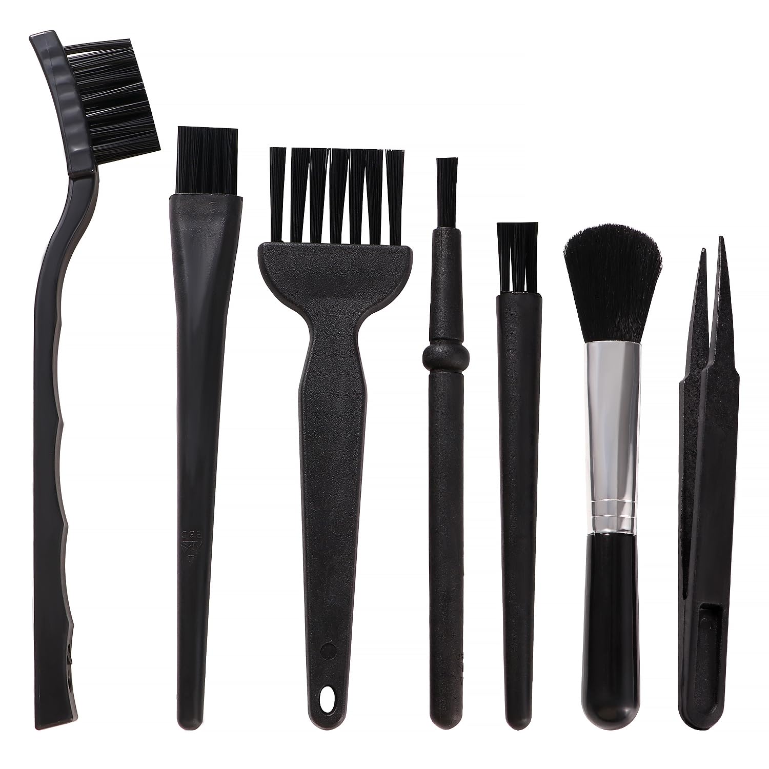 YIXISI 7 PCS Plastic Handle Keyboard Cleaning Brush Kit, Keyboard Anti Static Brushes, Nylon Dust Cleaning Brush Kit, for Cleaning Keyboard, PCB, Motherboards, Tablet, Mobiles