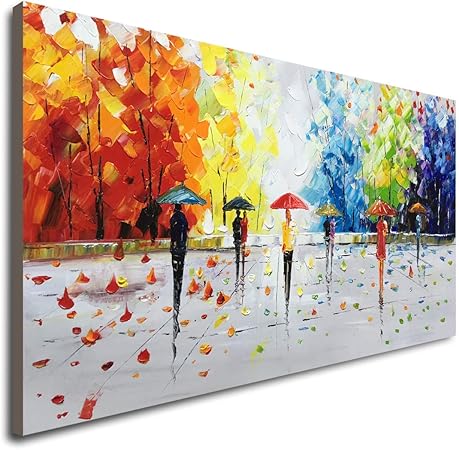 100 Hand Painted Abstract Landscape Wall Art People Walking Modern Oil Painting Amazon Ca Generic