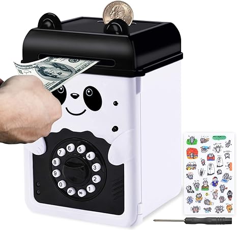 mommed piggy bank money bank mini atm saving with password electronic piggy bank for boys girls and adults panda atm piggy bank for real money