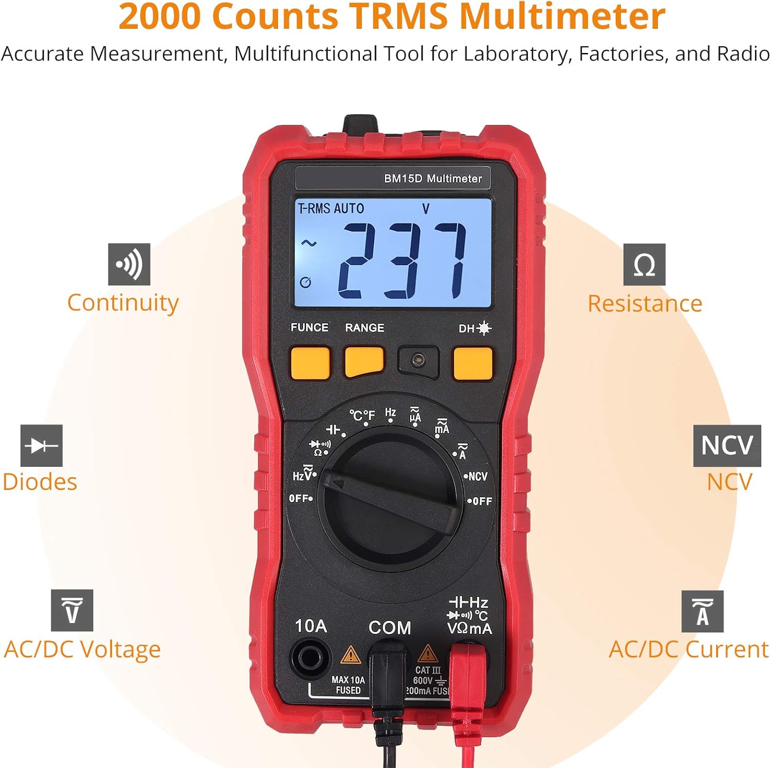 Proster Digital Multimeter 2000 Counts TRMS NCV ACVHz AC DC Current