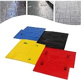 LIYUANJUN 4 PCS Concrete Stamps, 24" x 24" Concrete Texturing Skin Mats Set with Practical Handles for Courtyard Path Wall &amp; Floor Imprinting Concrete Molds Concrete Stamp Patterns