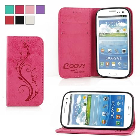 COOVY® Cover für Samsung Galaxy S3 GT-i9300 GT-i9305 Neo GT-i9301 Case Wallet Schutz Etui mit Kartenfach, Standfunktion + Sch