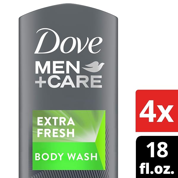 DOVE MEN+CARE BODY WASH EXTRA FRESH 4 COUNT FOR MEN’S SKIN CARE BODY WASH EFFECTIVELY WASHES AWAY BACTERIA WHILE NOURISHING YOUR SKIN 18 OZ