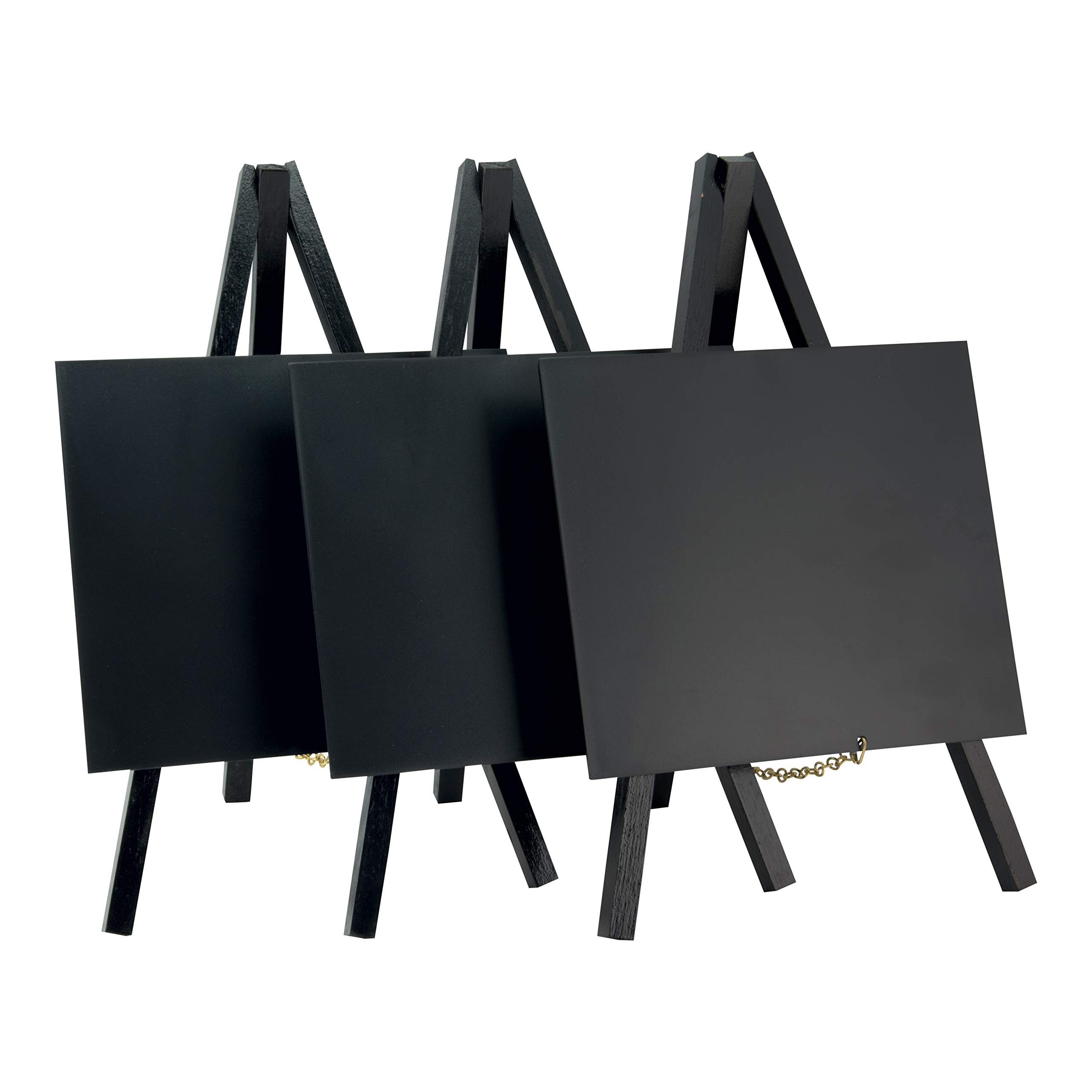 Securit Mini Tripod Table Chalk Board-Lacquered Black Finish, 24 cm x 15 cm (Set of 3), Wood