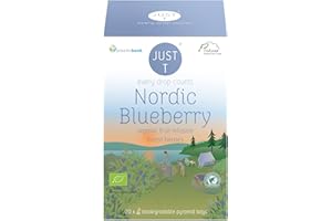 JUST T Nordic Blueberry Premium Pyramid Tea Bag (20 pcs) | Organic Fruit Tea – Infused with Forest Berries | Biodegradable Premium Organic Tea Bags – High-Grown Leaf Tea for All Tea Lovers