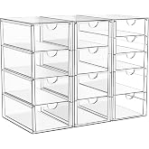 ARSTPEOE Acrylic 13-Drawer Storage &amp; Makeup Organizer for Desk, Bath | Smooth-glide drawers, clear acrylic, dustproof, wipe-clean, for eyeliners, lip liners, markers, push pins,pen