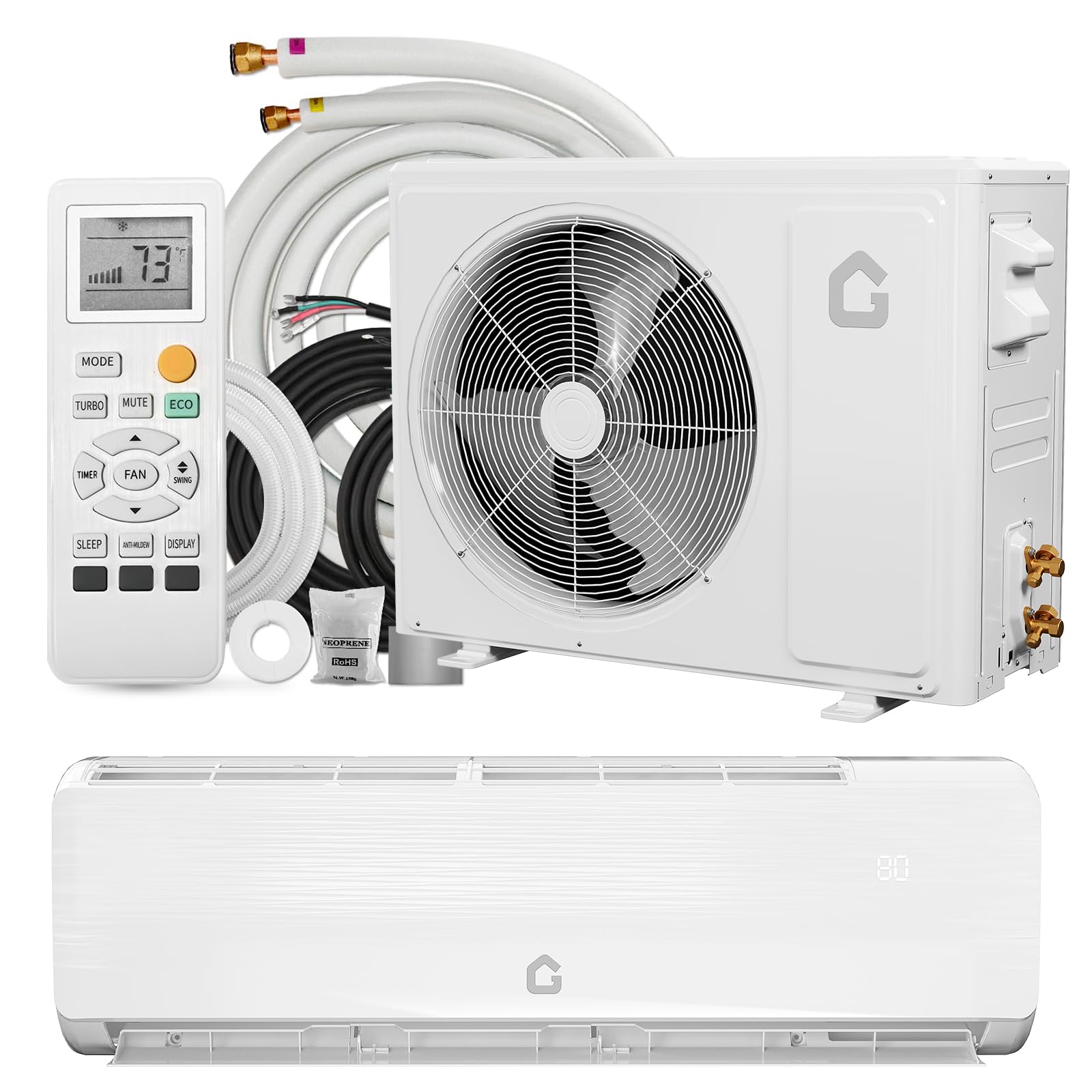 Photo 1 of ***FACTORY SEALED***GarveeHome 9000 BTU Mini Split AC/Heating System, 19 SEER2 Inverter 6-in-1 Split System Air Conditioners, Ductless Heat Pump Wall Mount AC Unit Cool Up to 450 Sq. Ft, Installation Kits, 230V