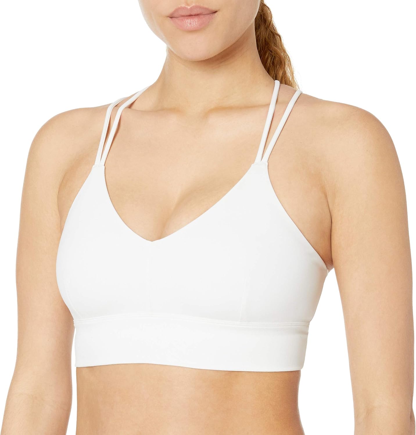  Brand - Core 10 Women's Spectrum Strappy Longline Plunge Yoga Bralette Sports Bra: Clothing