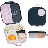 b.box Mini Lunch Box - 4.25 Cup Leak Proof Bento Box for Kids Ages 3+ - 3 Compartment Snack Containers, School Lunch Container, Dishwasher Safe, BPA-Free, PFAS-Free - Indigo Rose