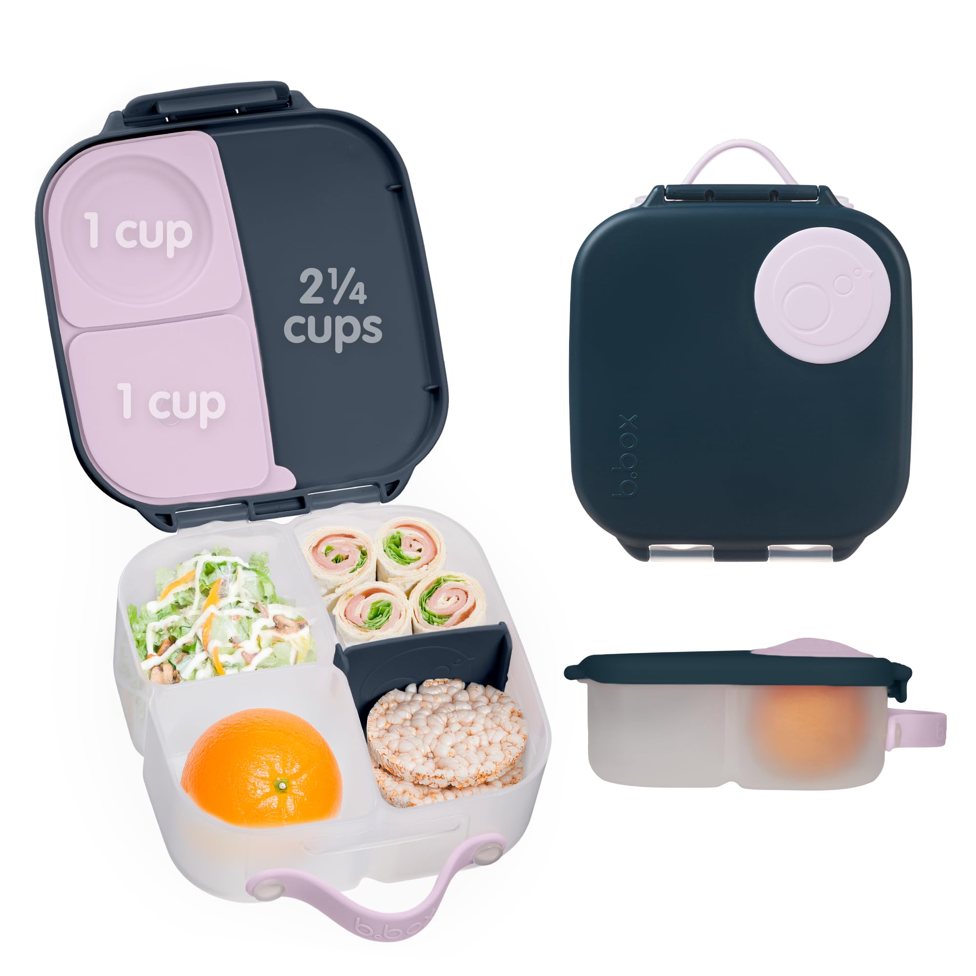 b.box Mini Lunchbox | Bento Box with 3 Compartments (2 Leakproof) | Ideal for Toddlers, Kids Lunch & Snacks | Fits Whole Piece of Fruit | BPA Free