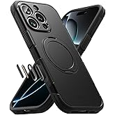 Ringke Alles [Compatible with MagSafe] Designed for iPhone 16 Pro Max Case, Shockproof Cover with 360° Rotating Kickstand, Powerful Magnet Camera Control Capture Button - Black | Shockproof Cover, Powerful Magnet