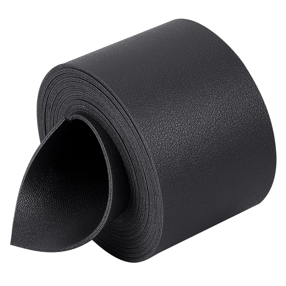 GORGECRAFT 50mm Wide Black Leather Strap Strip 79 Inch Long Flat Imitation Leather Cord 1.8mm Thick Double-Sided Lychee Pattern Leather Belt for DIY Craft Projects Pet Collars Jewelry Tooling Workshop