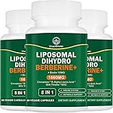 VITACRLLYNMN Dihydroberberine Supplement 1600MG Super Berberine and Dihydroberberine with Cinnamon 8 in 1 Supplement 180 Capsules