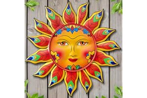 Daogtc Metal Sun Flower Wall Decor,13inches Sun Wall Art Hanging Decoration for Indoor and Outdoor, Garden Farmhouse Yard Patio Fence Living Room Bedroom Decor