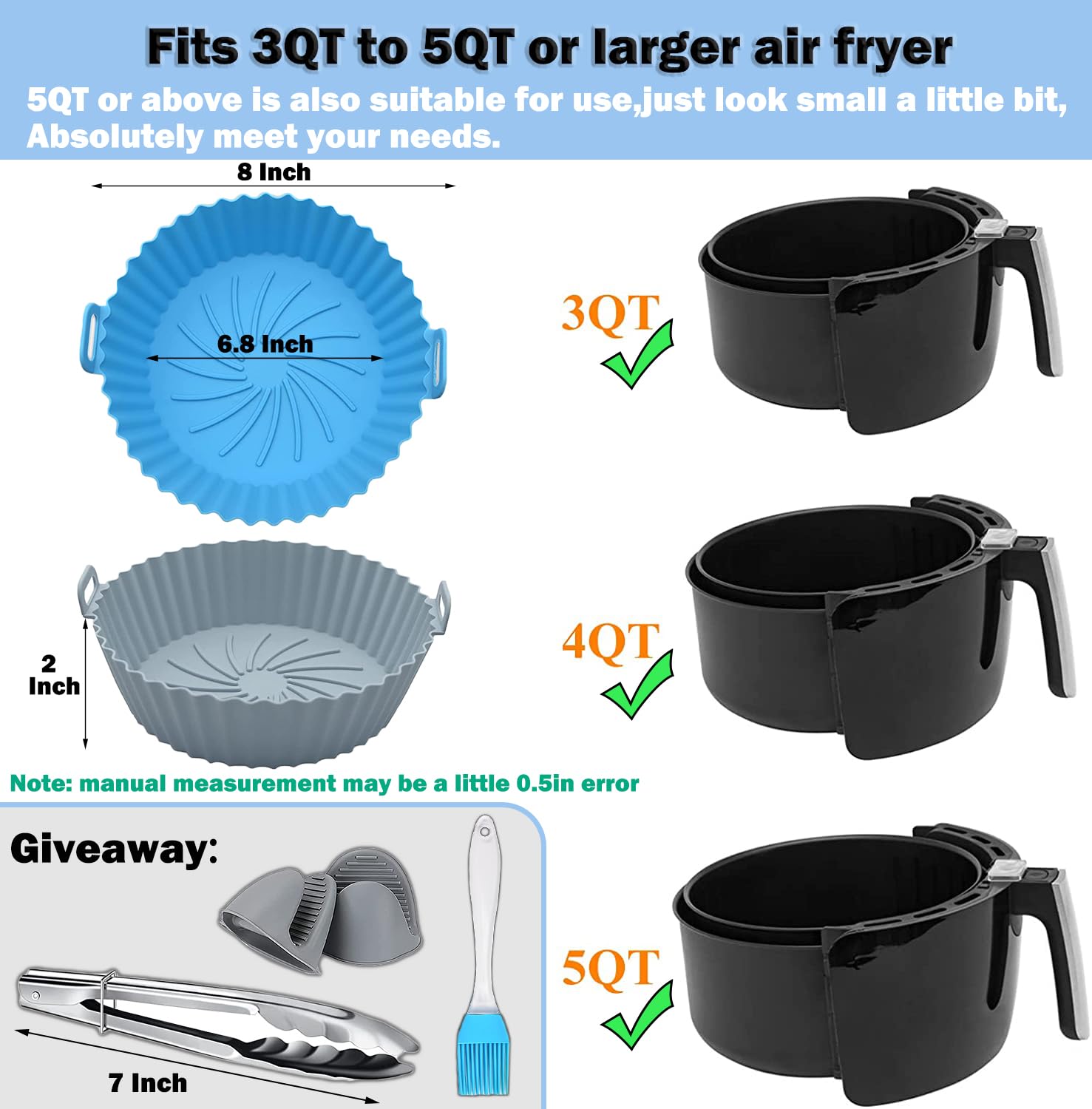 Silicone Air Fryer Liners4 Pack Air Fryer Silicone LinersFood Safe