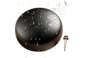 Socabi Rain Drum for Outside Garden, 6 Inch 8 Notes Steel Tongue Handpan Drum, Black