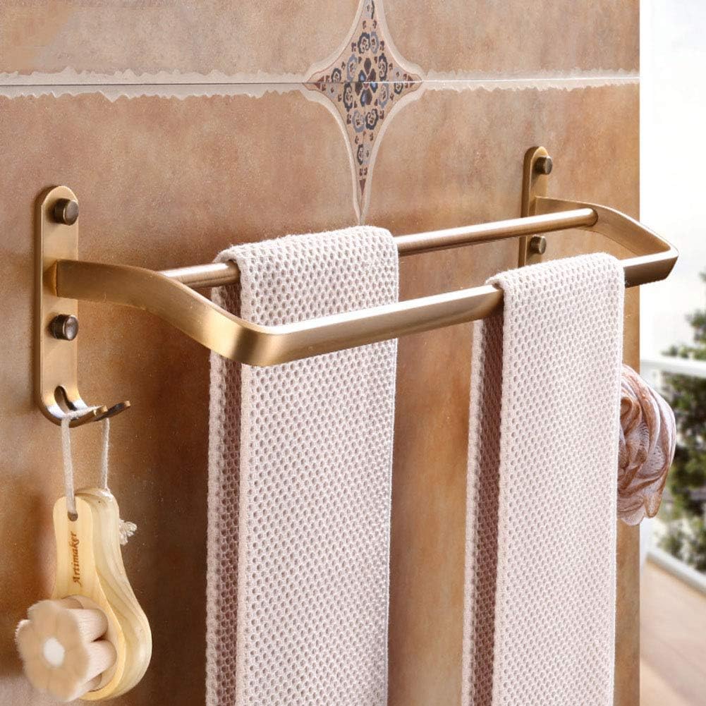 Modern Bathroom Towel Bar, Brushed Gold Finish Towel Rack, no Drilling
