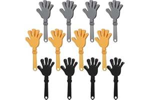 ZCYSRLQIN 12 Pcs Gold,Silver,Black Hand Clappers 7.5 Inch Clappers Noisemakers Noise Makers Party Favors Plastic Clapper Sporting Events Cheers Ball Dance Basketball Football Noisemakers