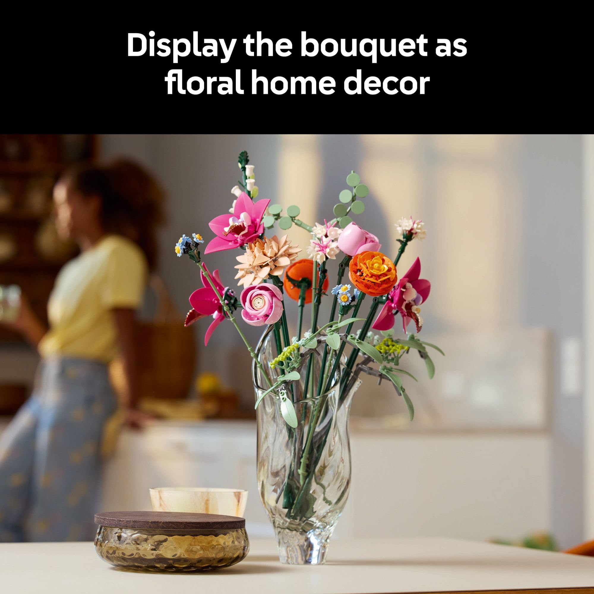 LEGO Botanicals Bonito ramo de flores rosas para construir para adultos - Regalos de aniversario para mujeres y hombres - Flores artificiales para decoración o exhibición de mesa - 10342