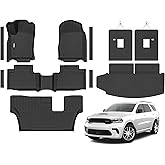 Floor Mats & Trunk Mat for 2026 2016-2025 Dodge Durango 7 Seats with 3rd Row Backrest Mat All Weather TPE Protection 3 Rows Car Floor Liners Full Set with Cargo Liners