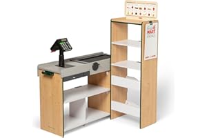 Melissa & Doug Freestanding Wooden Fresh Mart Grocery Store - FSC CertifiedSupermarket Pretend Play, Kids Play Store, Toy Foo