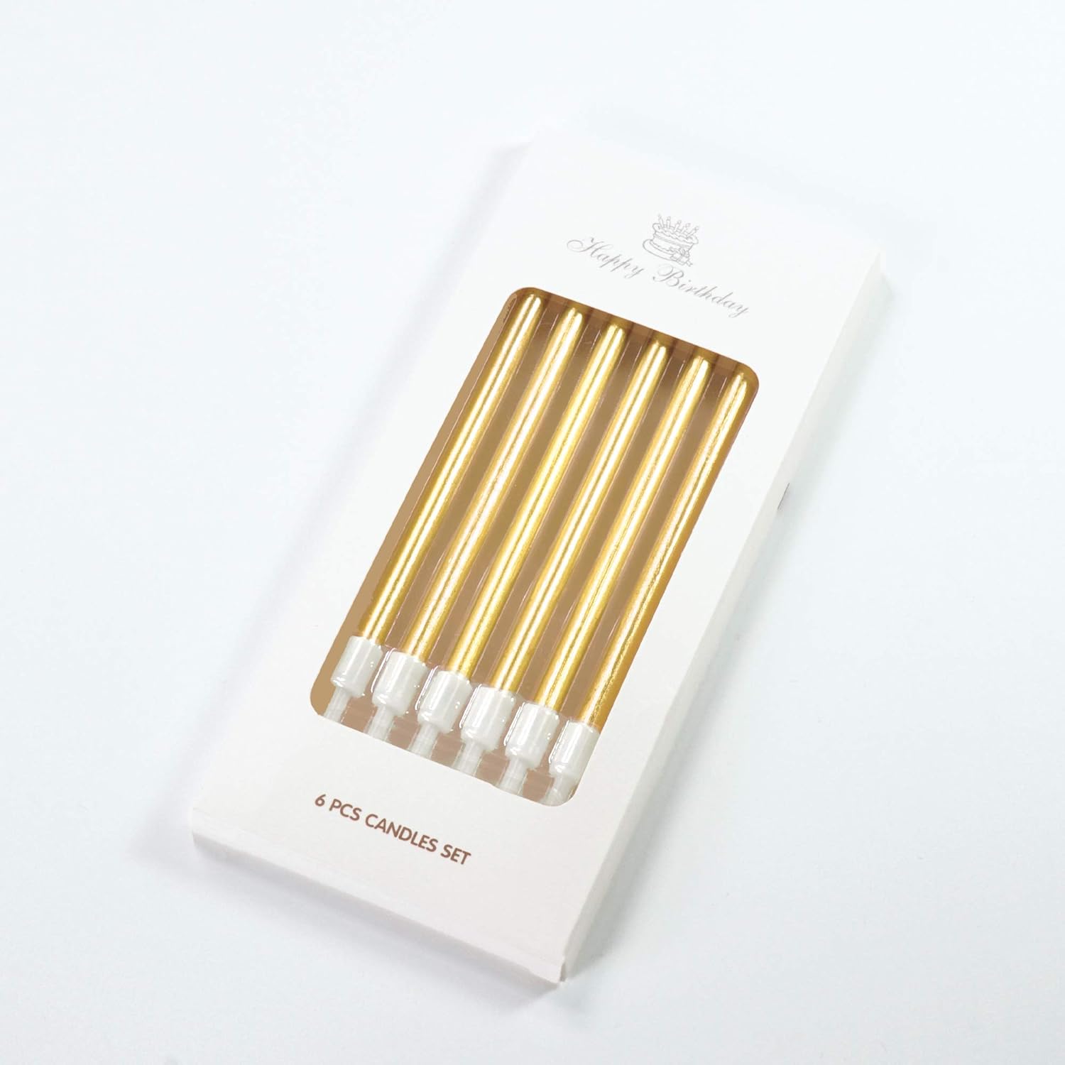 Aplusplanet 24 Count Champagne Gold Birthday Cake Candles, Metallic Long Thin Cake Candle in Holder for Cupcake Wedding, Shower, Party Decorations: Home Improvement