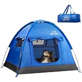 CANINE CANYON Luna Portable Dog Tent, Indoor &amp; Outdoor Dog House | Waterproof Cat and Dog Tent with Zippered Door &amp; Mesh Windows. Portable Shelter for Camping, Beach &amp; Backyard, Blue