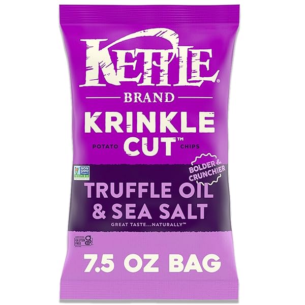 KETTLE BRAND POTATO CHIPS, KRINKLE CUT, TRUFFLE OIL & SEA SALT KETTLE CHIPS, 7.5 OZ
