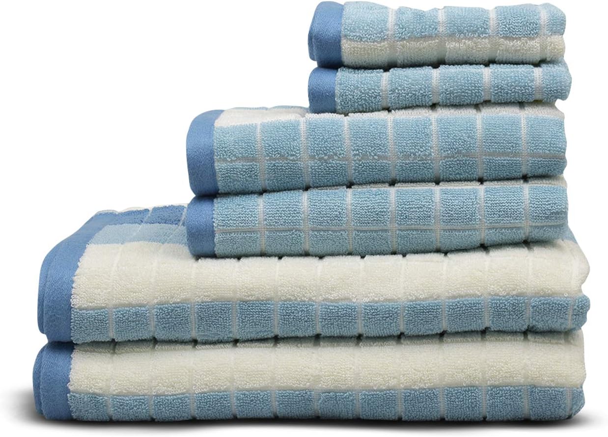 White Spindle 6-Piece Luxury Bath Towel Set - 100% Extra Long Staple Cotton, Includes 2 Bath Towels, 2 Hand Towels and 2 Washcloths (Oeko-Tex Certified) (Coral)