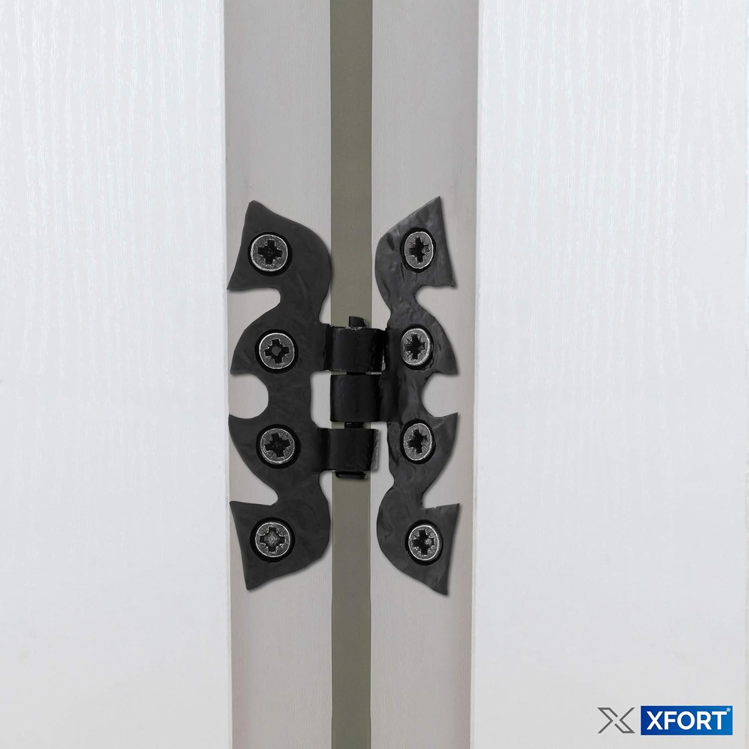 XFORT® 2 Pairs Black Butterfly Hinges with Rustic Ornate Design, Hinges, Cupboard Hinges