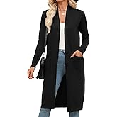 Zeagoo Women
s Long Cardigan Sweaters Lightweight Sweater Long Sleeve Open Front Casual Knit Duster Cardigans with Pocket