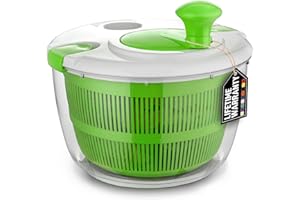 Zulay Kitchen Salad Spinner Large 5L Capacity - Manual Lettuce Spinner With Secure Lid Lock & Rotary Handle - Easy To Use Sal