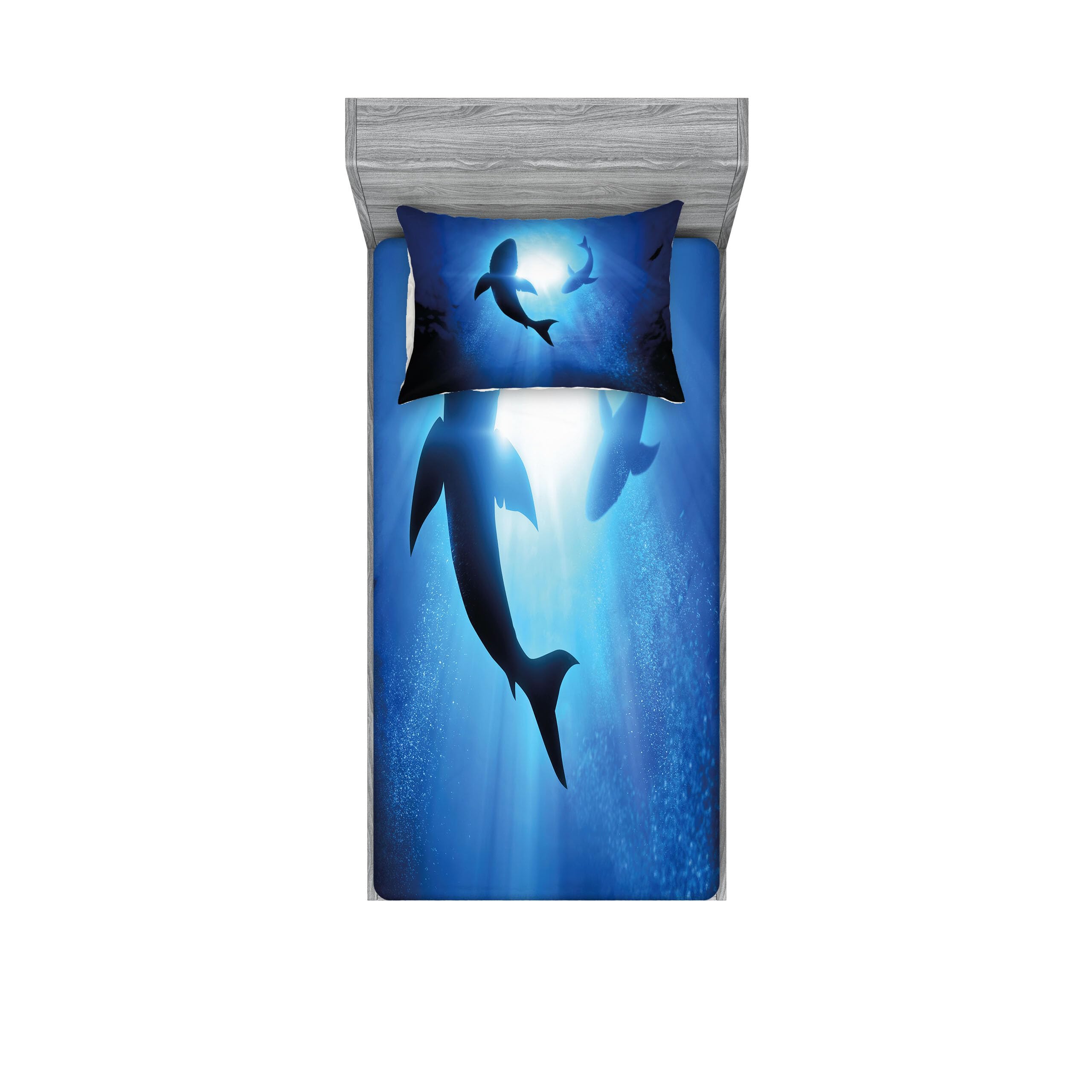 Ambesonne Shark Fitted Sheet & Pillow Sham