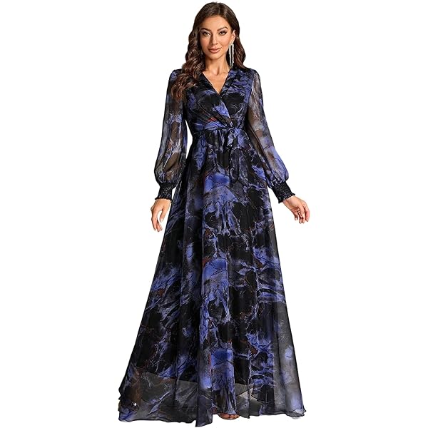 Amazon.com: Honeydress Women's Floral-Embroidered Long Sleeve Maxi Dress  Prom Gown : Clothing, Shoes & Jewelry