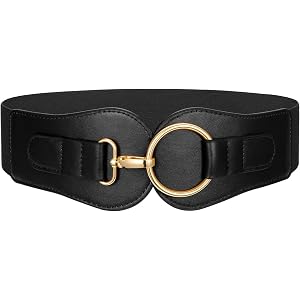 SUOSDEY Wide Elastic Belt for Women Fashion Stretch Belt for Gold Buckle Chunky Stretchy Belts for Dresses Sweaters Coats