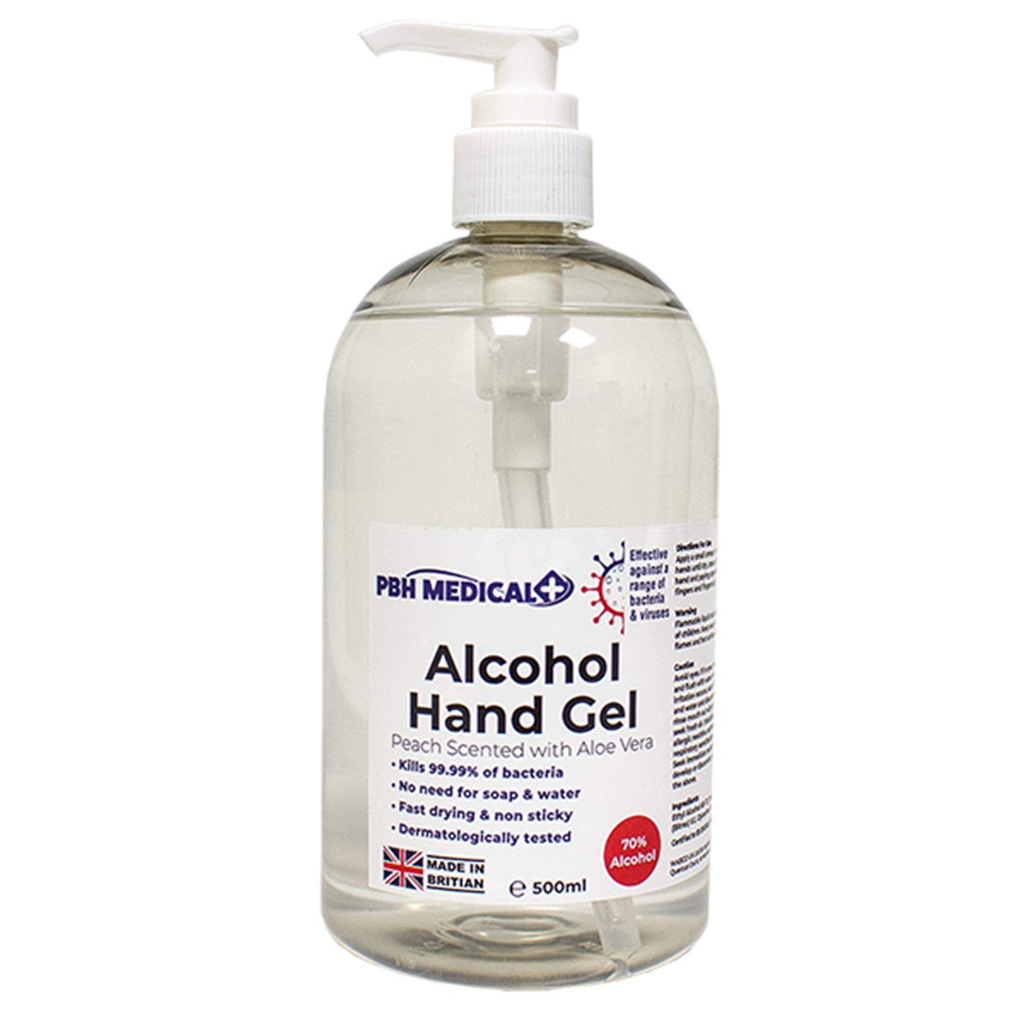 PBH Medical 70% Alcohol Hand Cleansing Gel 500ml - Pump