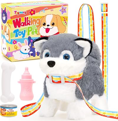Tagitary Electronic Plush Dog Toy Walking Barking Tail Wagging Leash Toddler