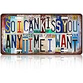 Vintage License Plate Wall Decor Metal Tin Sign for Bar Home Bedroom 12 x 6 Inches - So I Can Kiss You Anytime I Want
