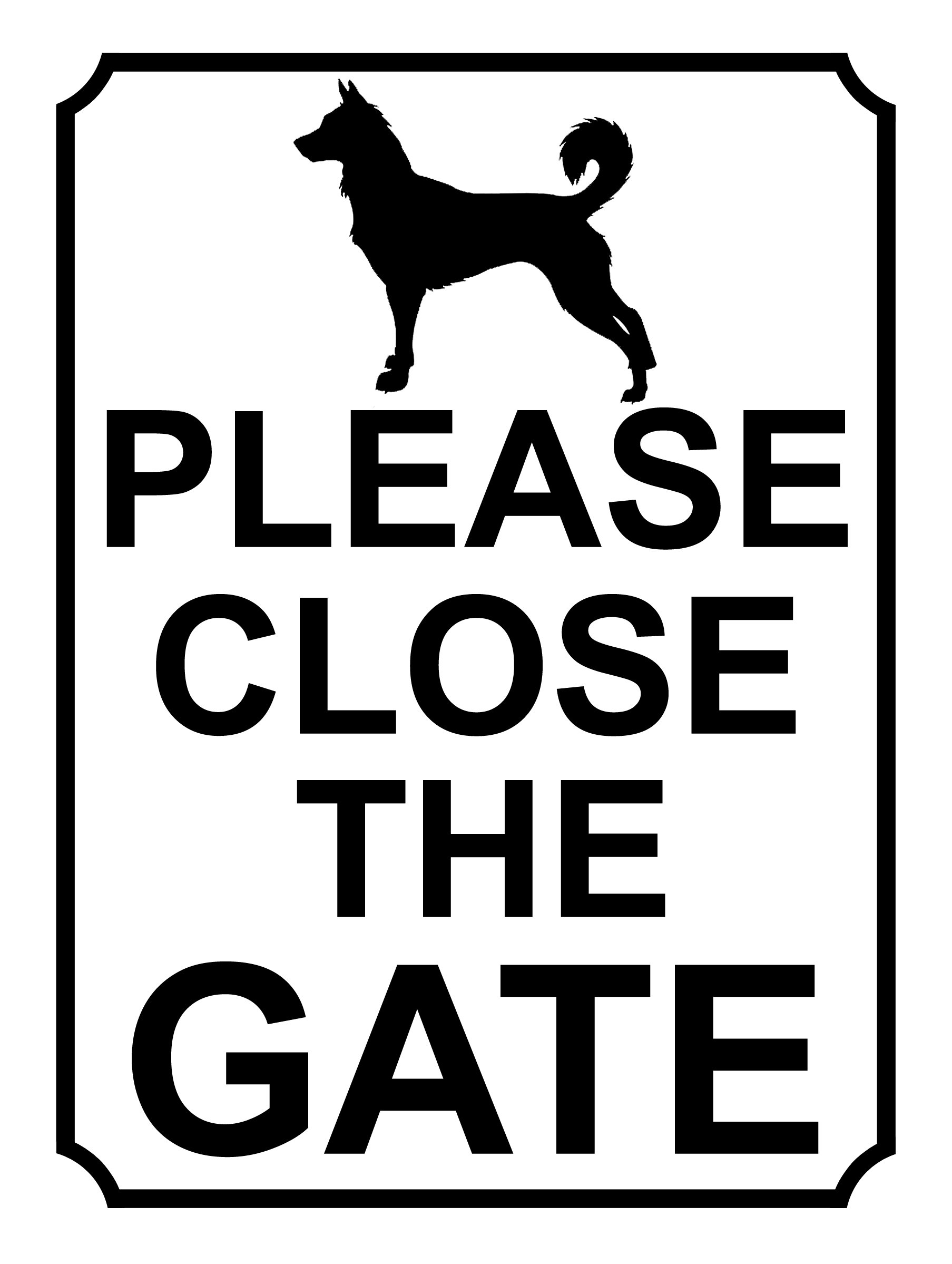 SHAWPRINT PLEASE CLOSE THE GATE DOG THEME METAL SIGN 200MM X 150MM (412H1)