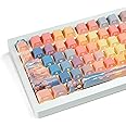 dagaladoo Shine Through keycap Set,Double Shot PBT keycaps 75 Percent,dye sub Custom Key caps,Side Printed,Blue/Orange,Cherry Profile caps for Machine Keyboard(Sunset,only keycaps)