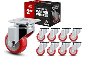 Online Best Service 8 Pack No Brake Caster Wheels Swivel Plate Casters On Red Polyurethane Wheels