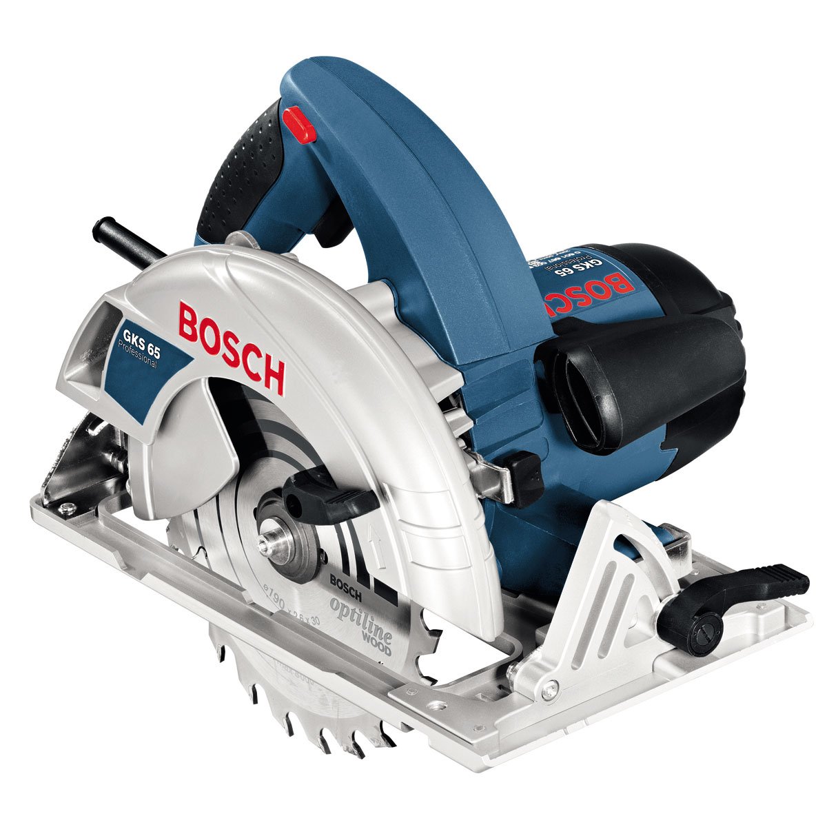 Bosch Professional Hand-Held Circular Saw GKS 65 (240 V, incl. circular saw blade, Parallel guide,Hex key WAF 5, Dust extraction adapter )